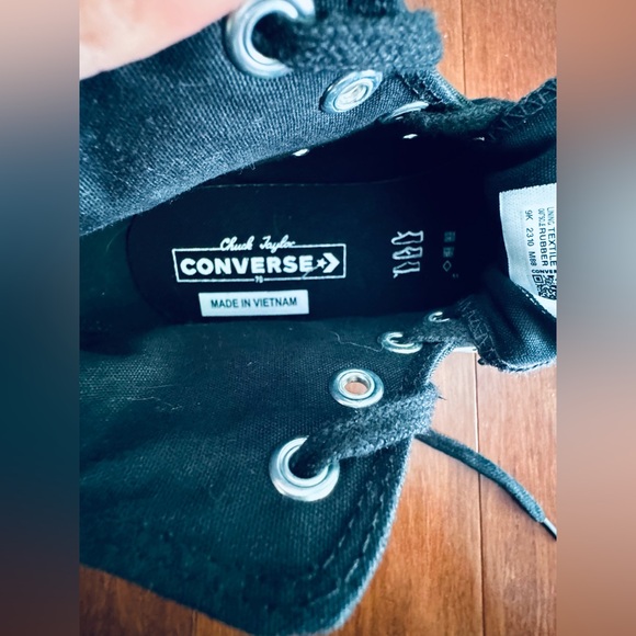 Converse Taylor All Star 70 High Top Sneaker Black and White with Studs US 6 - Picture 12 of 16